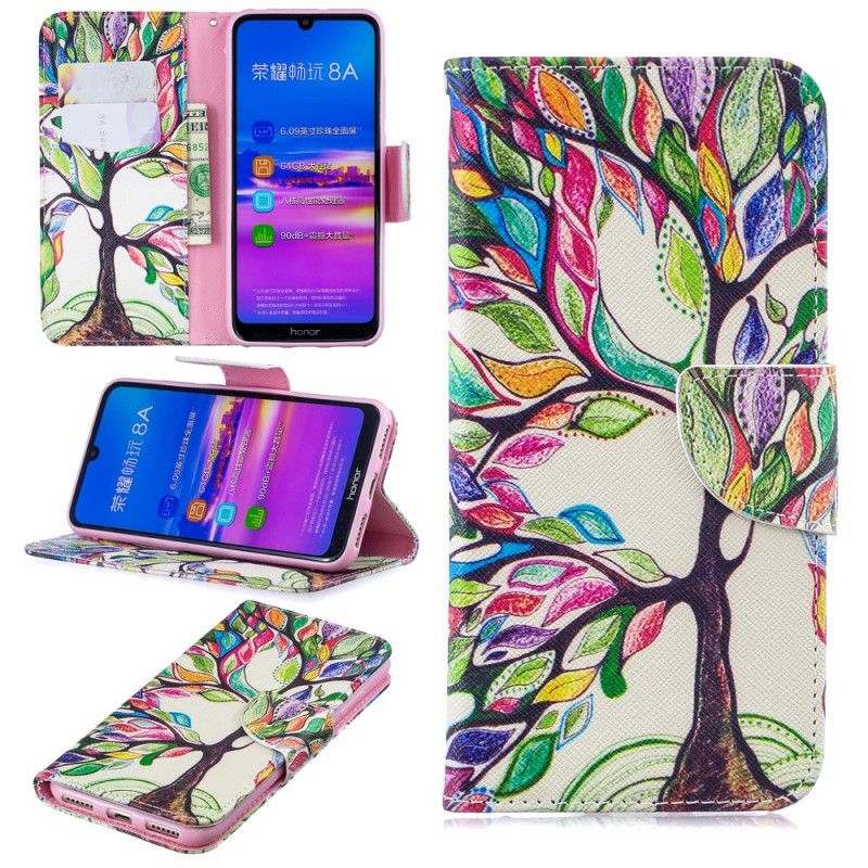 Leren Hoesje Honor 8A Gekleurde Boom