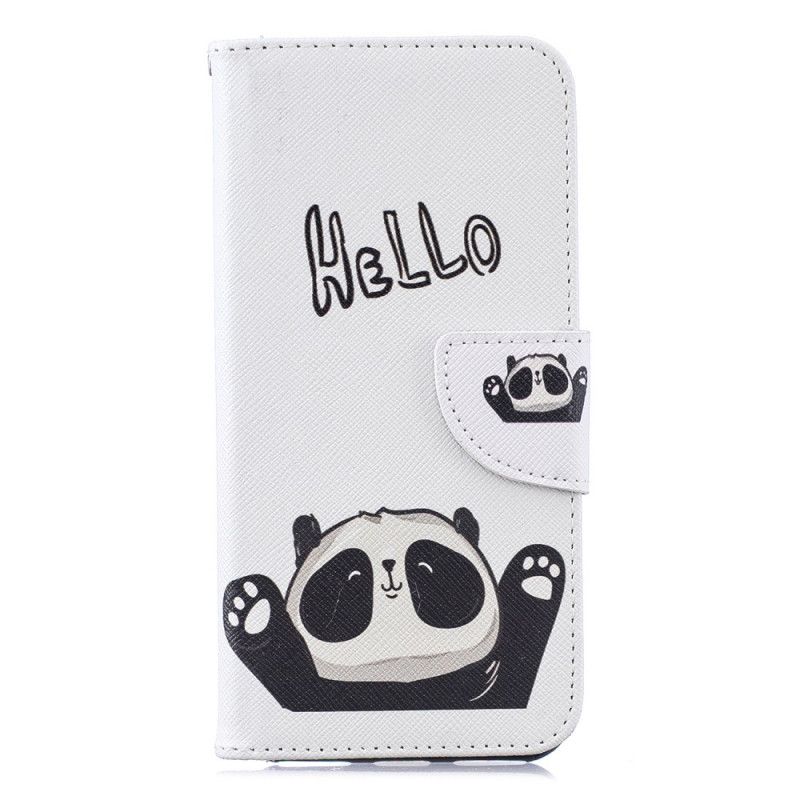 Leren Hoesje Honor 8A Panda Print Hallo