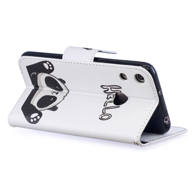 Leren Hoesje Honor 8A Panda Print Hallo