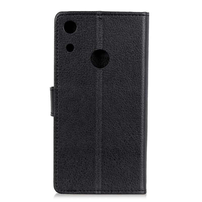 Leren Hoesje Honor 8A Wit Zwart Lychee Kunstleer