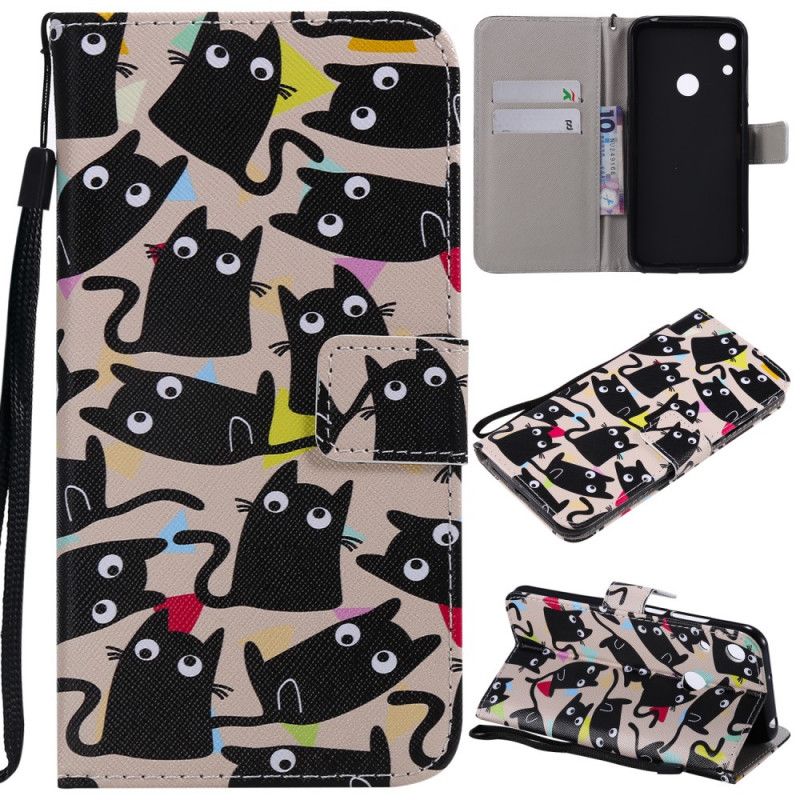 Leren Hoesje voor Honor 8A Gekke Katten