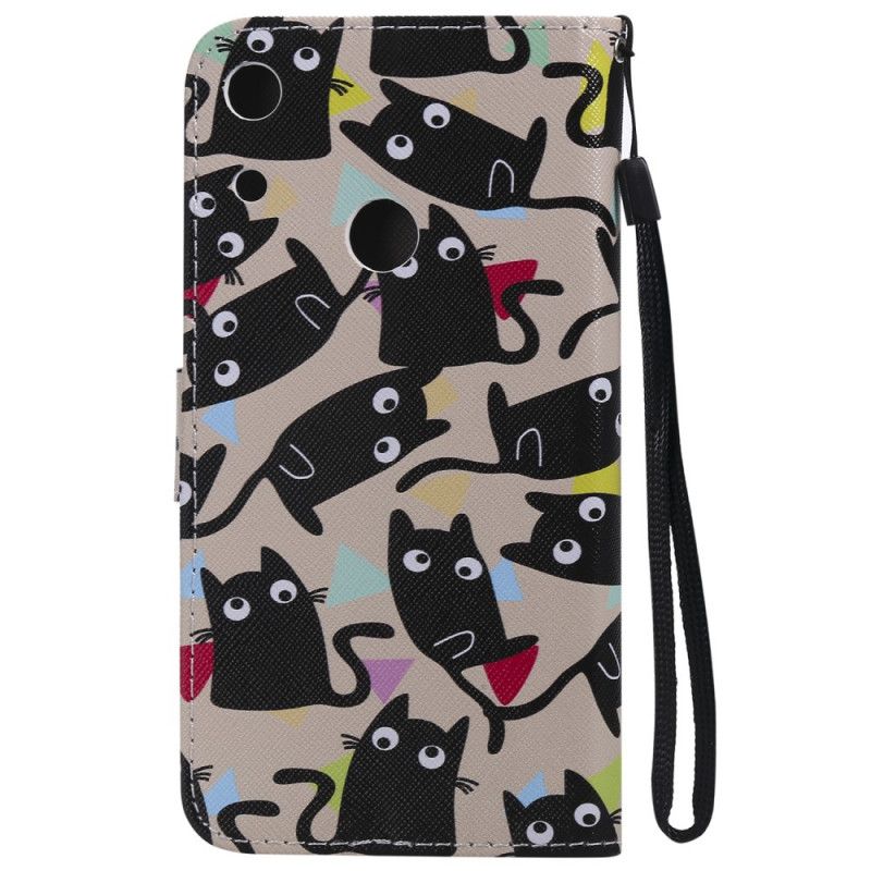 Leren Hoesje voor Honor 8A Gekke Katten