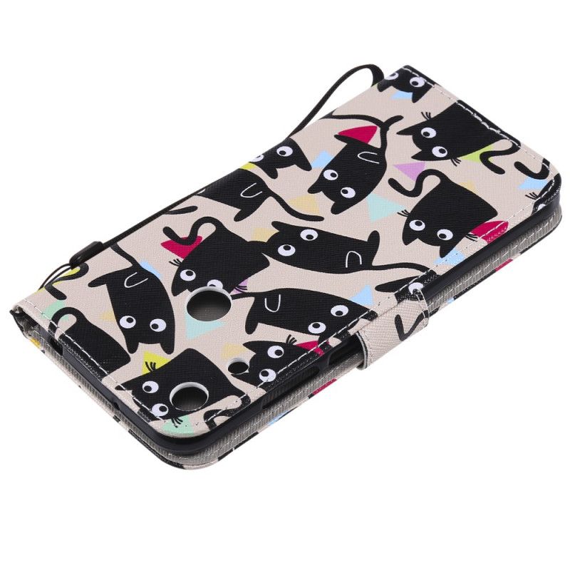 Leren Hoesje voor Honor 8A Gekke Katten