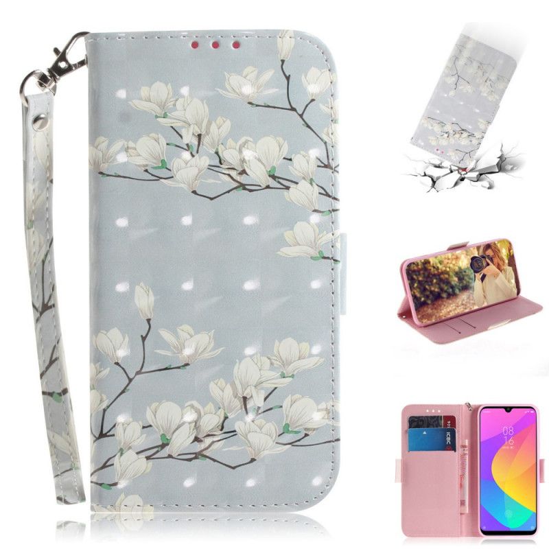 Bescherming Hoesje Xiaomi Mi A3 Telefoonhoesje Bloeiende Boom Met String