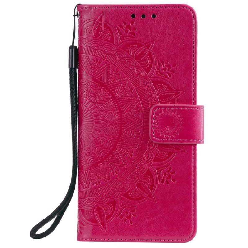 Flip Case Leren Xiaomi Mi A3 Magenta Grijs Zon Mandala