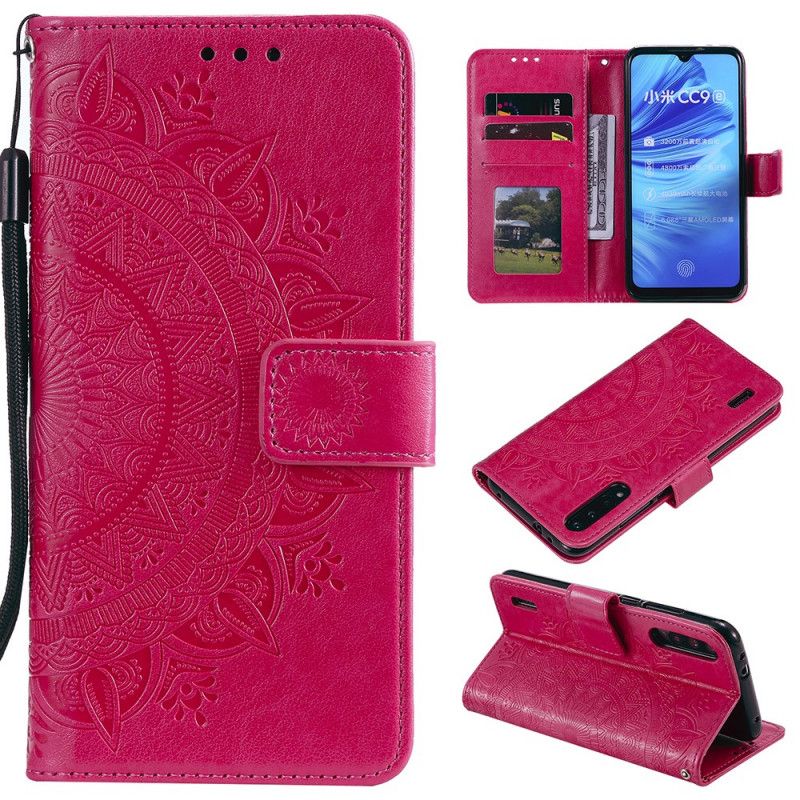 Flip Case Leren Xiaomi Mi A3 Magenta Grijs Zon Mandala