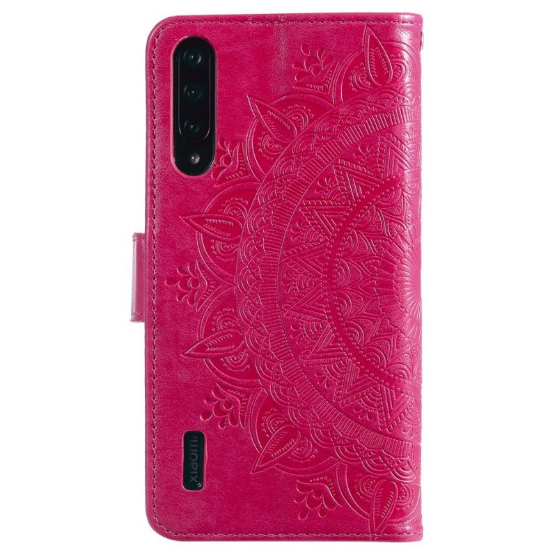 Flip Case Leren Xiaomi Mi A3 Magenta Grijs Zon Mandala