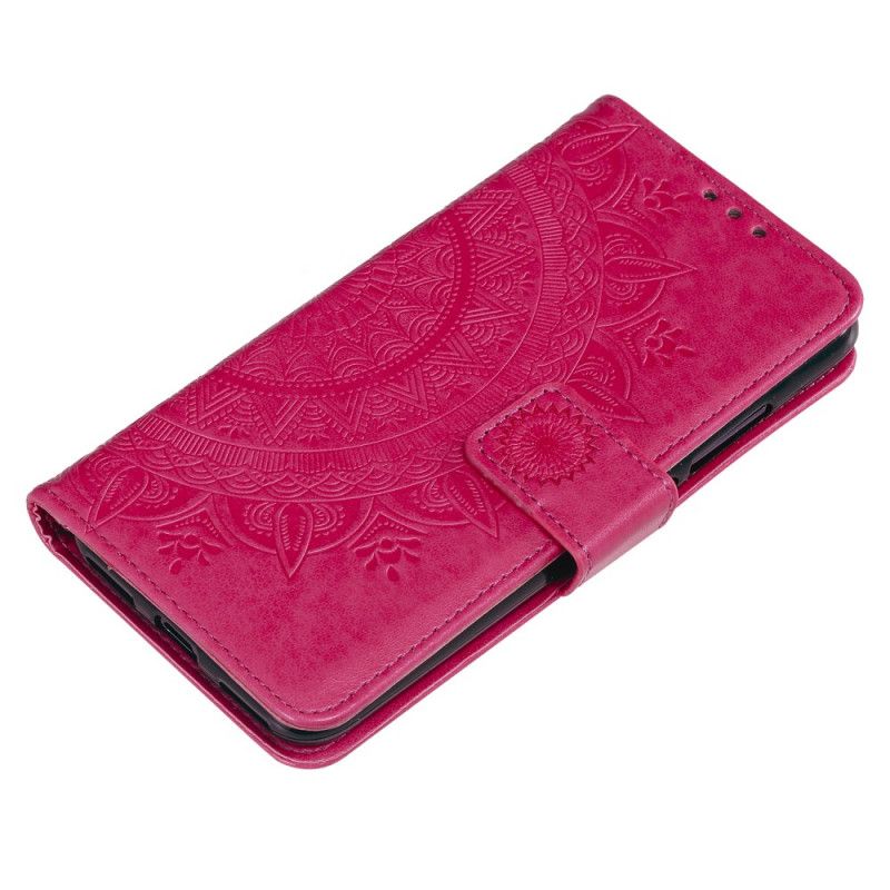 Flip Case Leren Xiaomi Mi A3 Magenta Grijs Zon Mandala