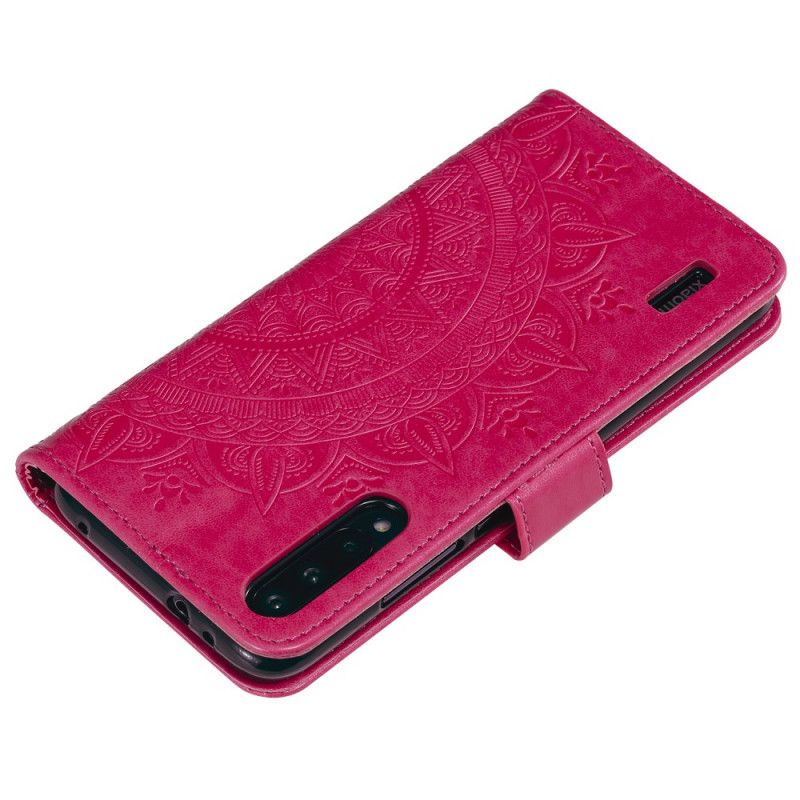 Flip Case Leren Xiaomi Mi A3 Magenta Grijs Zon Mandala