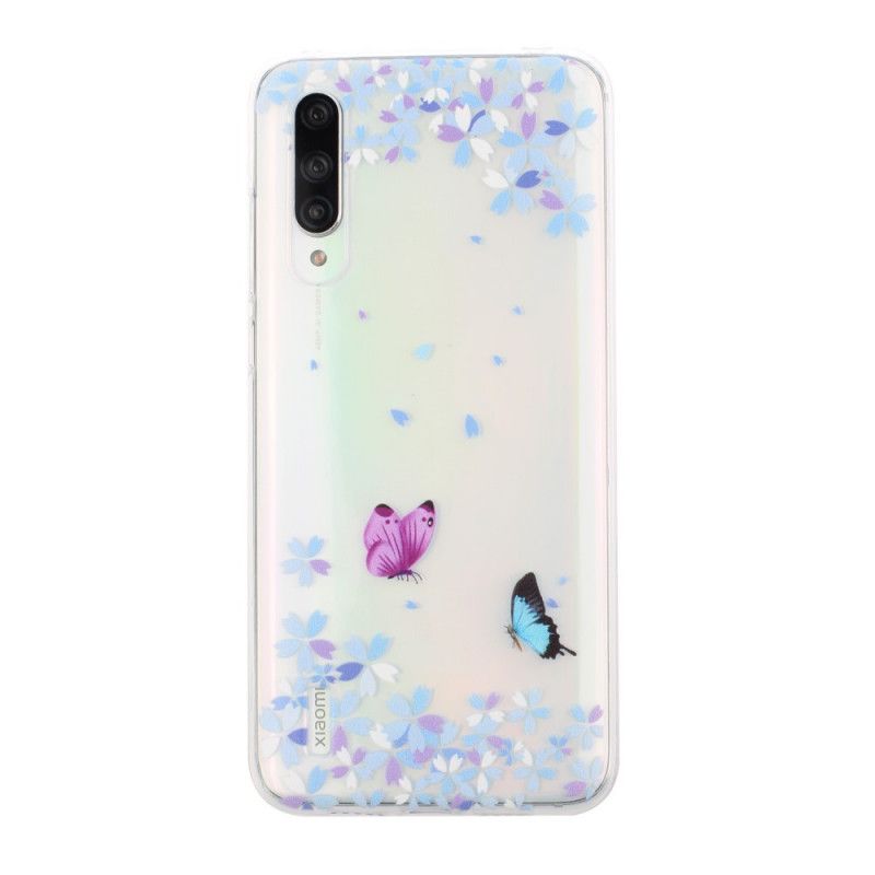 Hoesje Xiaomi Mi A3 Transparante Vlinders En Bloemen