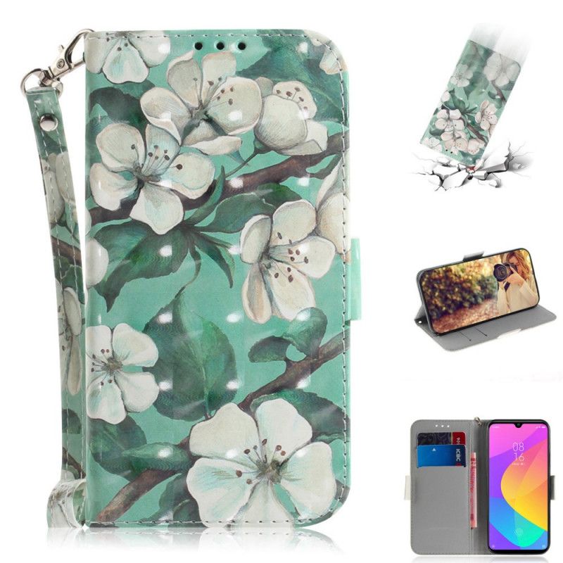 Leren Hoesje voor Xiaomi Mi A3 Bloeiende Tak Met String