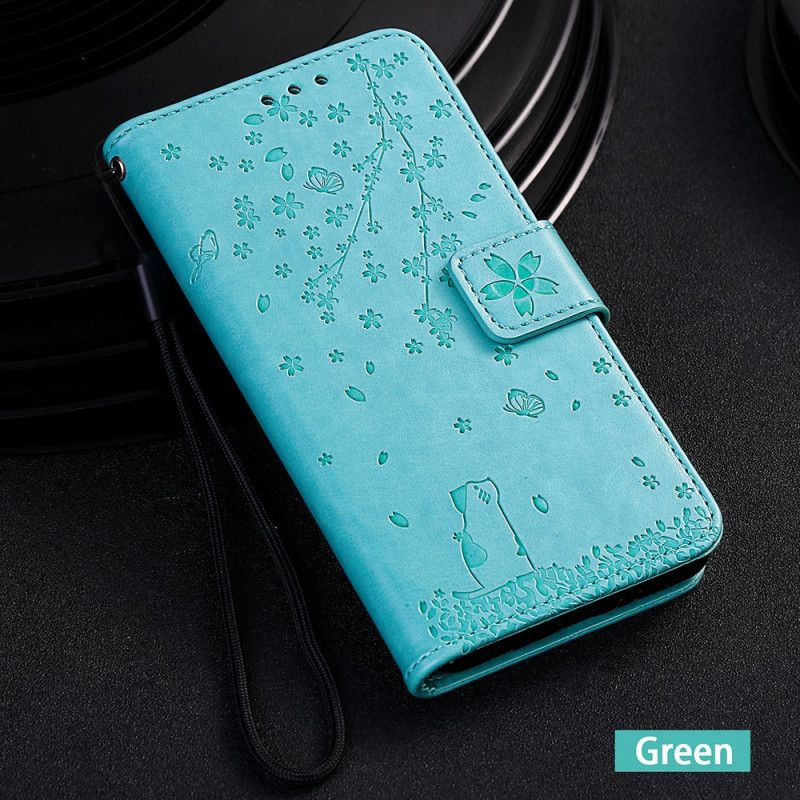 Leren Hoesje voor Xiaomi Mi A3 Magenta Grijs String Mijmering