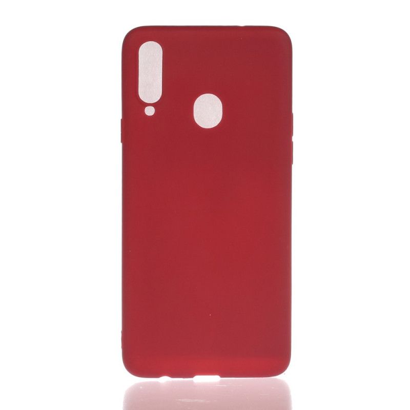 Hoesje Samsung Galaxy A20s Rood Grijs Flexibele Siliconen Snoepkleuren