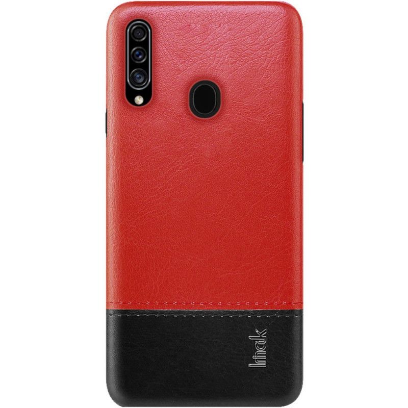 Hoesje Samsung Galaxy A20s Rood Zwart Imak Ruiyi Serie Leereffect