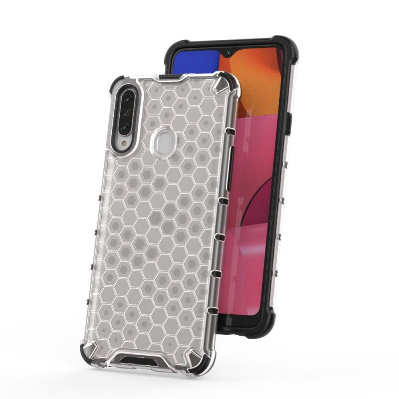 Hoesje Samsung Galaxy A20s Wit Zwart Honingraatstijl