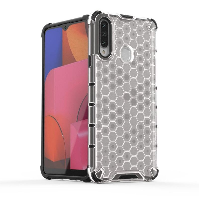 Hoesje Samsung Galaxy A20s Wit Zwart Honingraatstijl