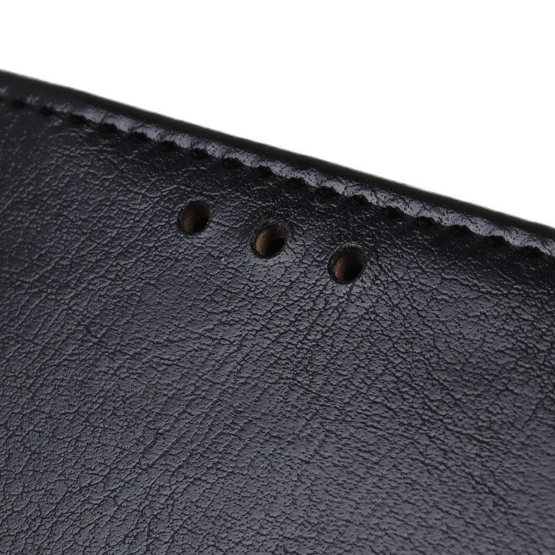 Leren Hoesje Samsung Galaxy A20s Grijs Zwart Eenvoudig Glanzend Leereffect