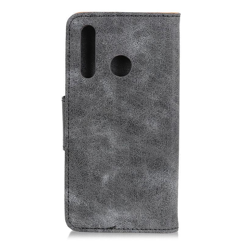 Leren Hoesje voor Samsung Galaxy A20s Bruin Grijs Vintage Splitleer