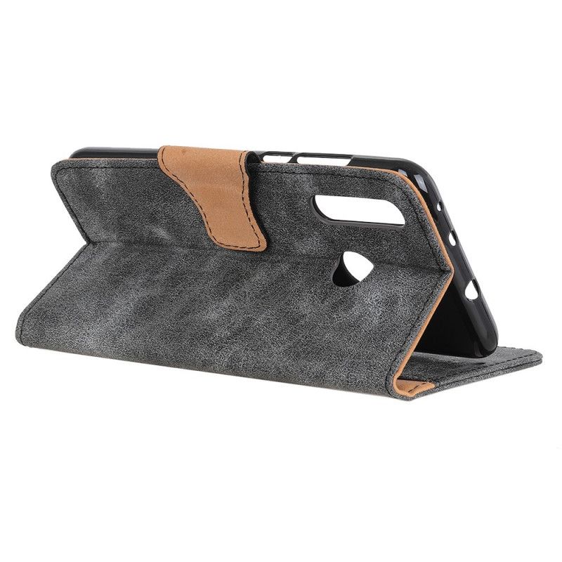 Leren Hoesje voor Samsung Galaxy A20s Bruin Grijs Vintage Splitleer