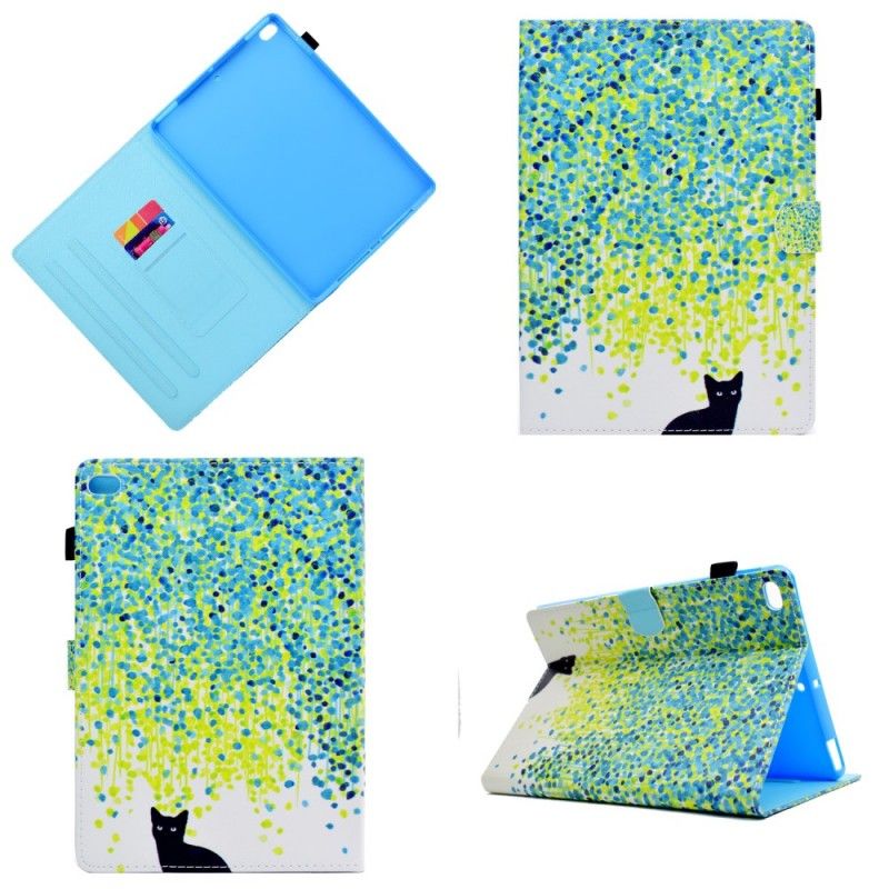 Leren Hoesje iPad Air / Air 2 Kat En Bloemblaadjes