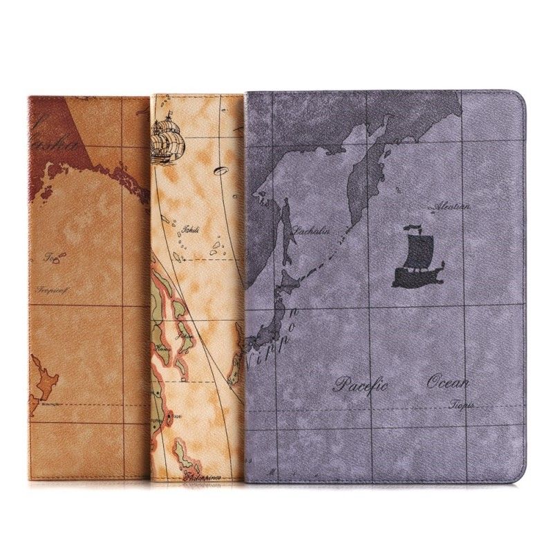 Leren Hoesje voor iPad Air / Air 2 Bruin Wereldkaart