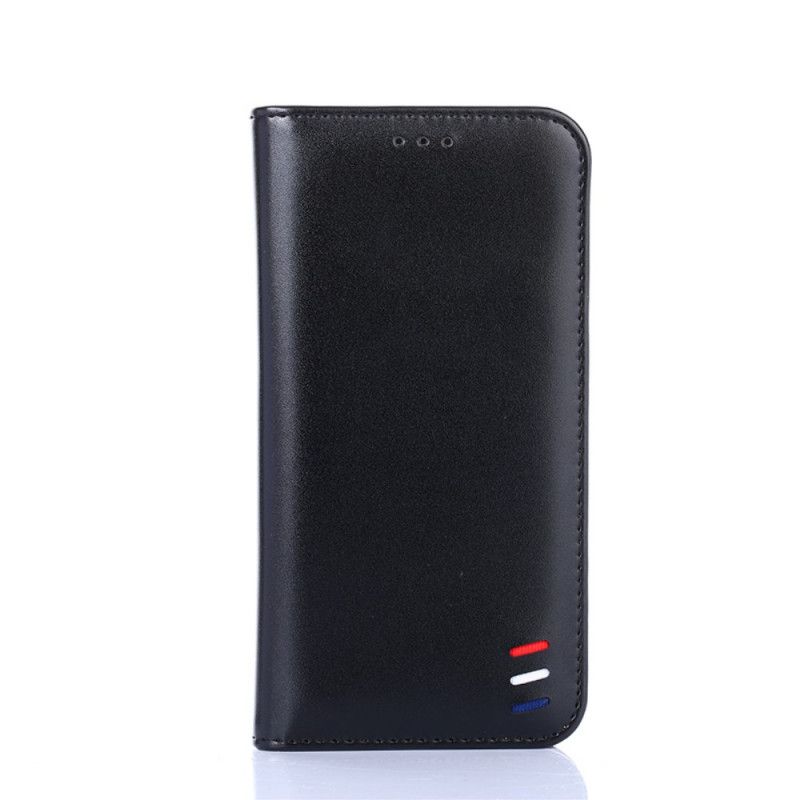 Bescherming Hoesje Samsung Galaxy A51 Rood Zwart Driekleurig Leereffect