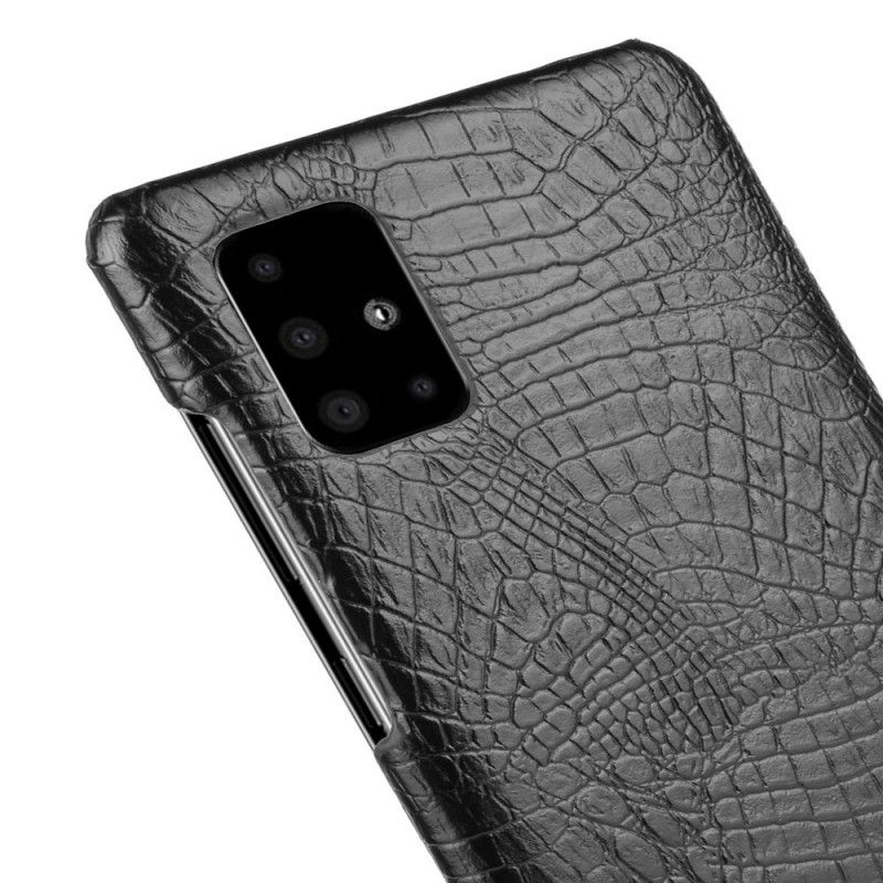 Case Hoesje Samsung Galaxy A51 Wit Zwart Telefoonhoesje Krokodillenhuideffect