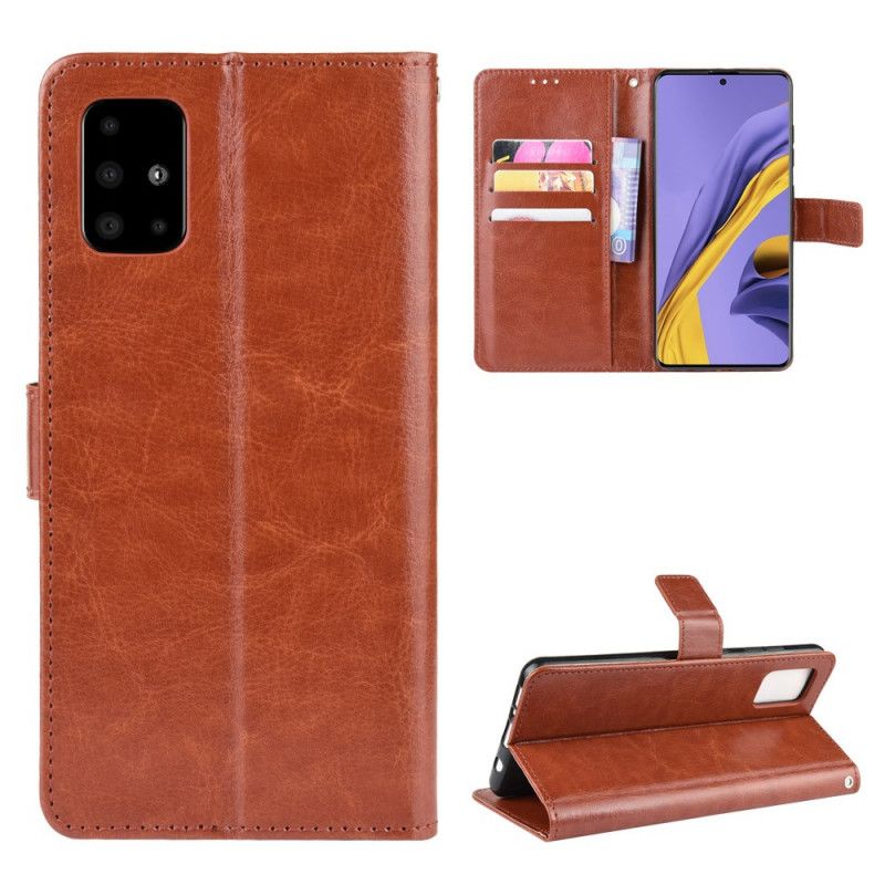 Flip Case Leren Samsung Galaxy A51 Rood Zwart Flitsend Kunstleer