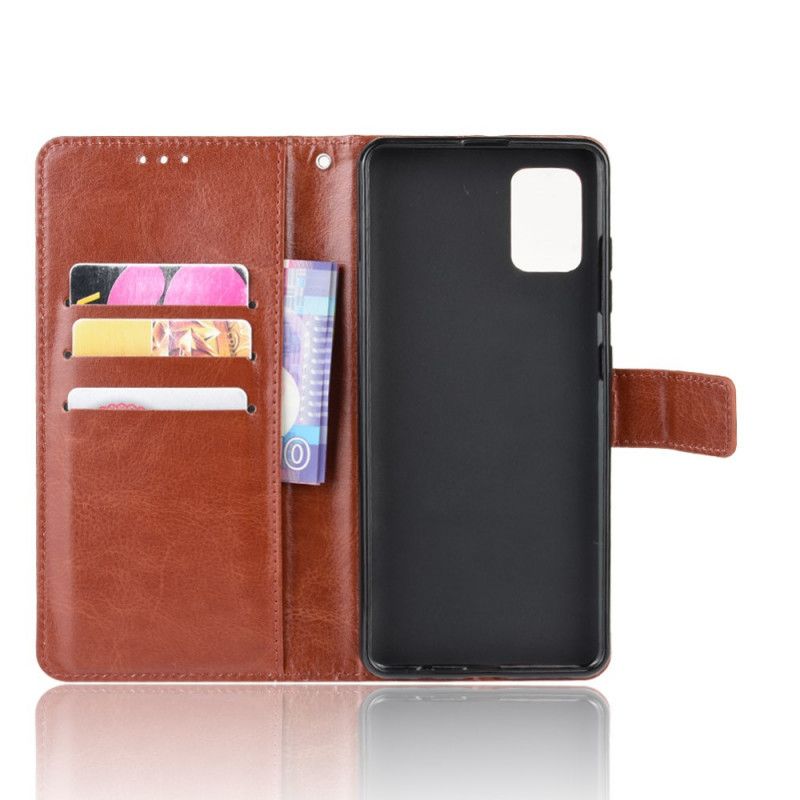 Flip Case Leren Samsung Galaxy A51 Rood Zwart Flitsend Kunstleer