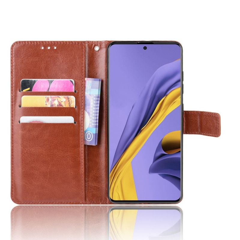 Flip Case Leren Samsung Galaxy A51 Rood Zwart Flitsend Kunstleer