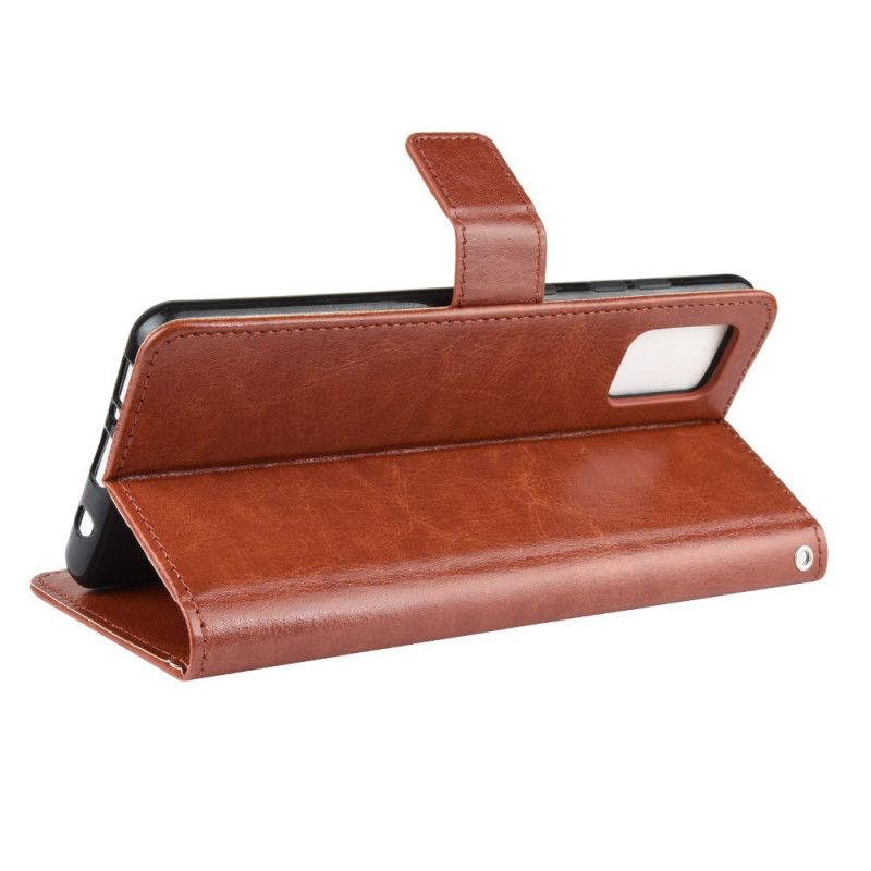 Flip Case Leren Samsung Galaxy A51 Rood Zwart Flitsend Kunstleer
