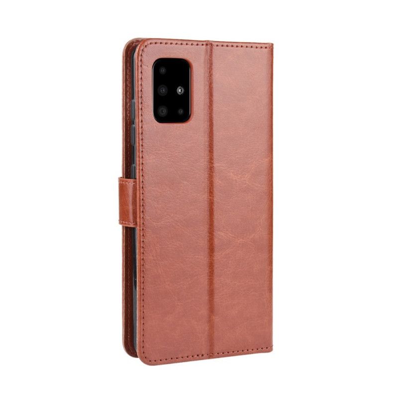 Flip Case Leren Samsung Galaxy A51 Rood Zwart Flitsend Kunstleer