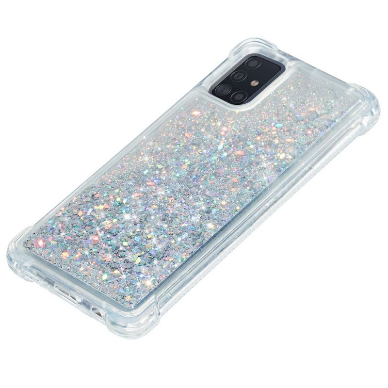 Hoesje Samsung Galaxy A51 Lichtblauw Magenta Wens Glitter
