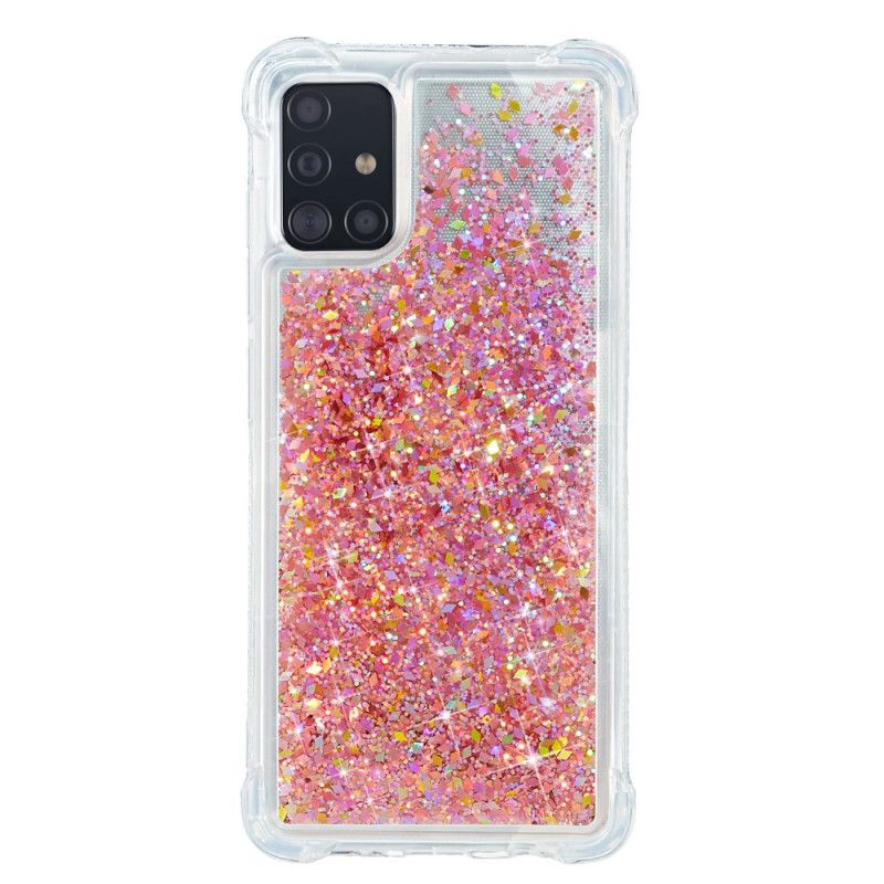 Hoesje Samsung Galaxy A51 Lichtblauw Magenta Wens Glitter