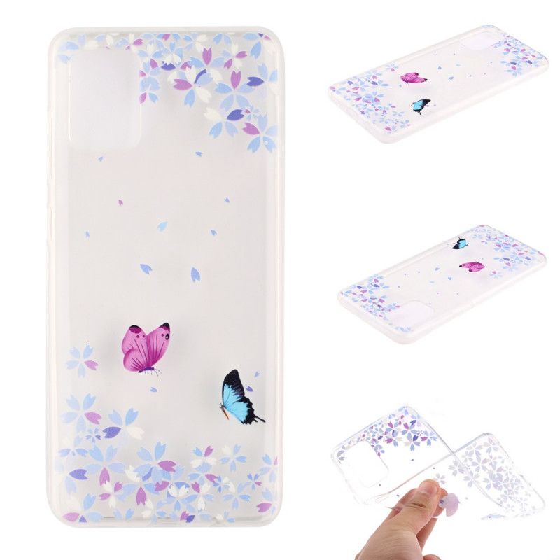 Hoesje Samsung Galaxy A51 Transparante Vlinders En Bloemen