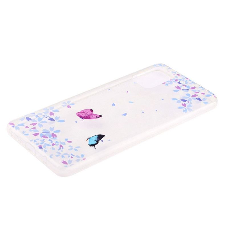 Hoesje Samsung Galaxy A51 Transparante Vlinders En Bloemen
