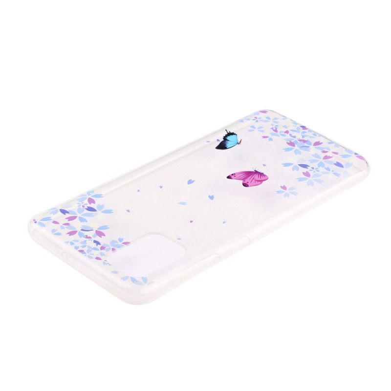 Hoesje Samsung Galaxy A51 Transparante Vlinders En Bloemen