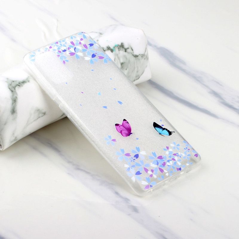 Hoesje Samsung Galaxy A51 Transparante Vlinders En Bloemen
