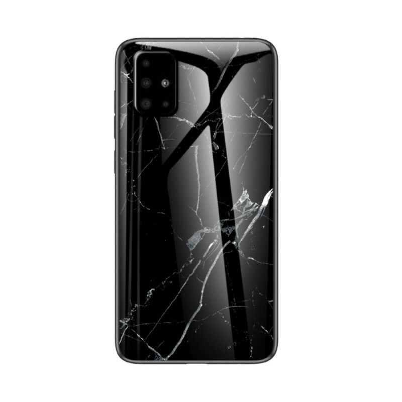 Hoesje Samsung Galaxy A51 Wit Zwart Glanzend Marmer