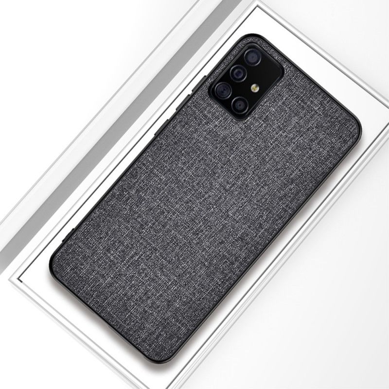 Hoesje voor Samsung Galaxy A51 Grijs Zwart Stof Textuur