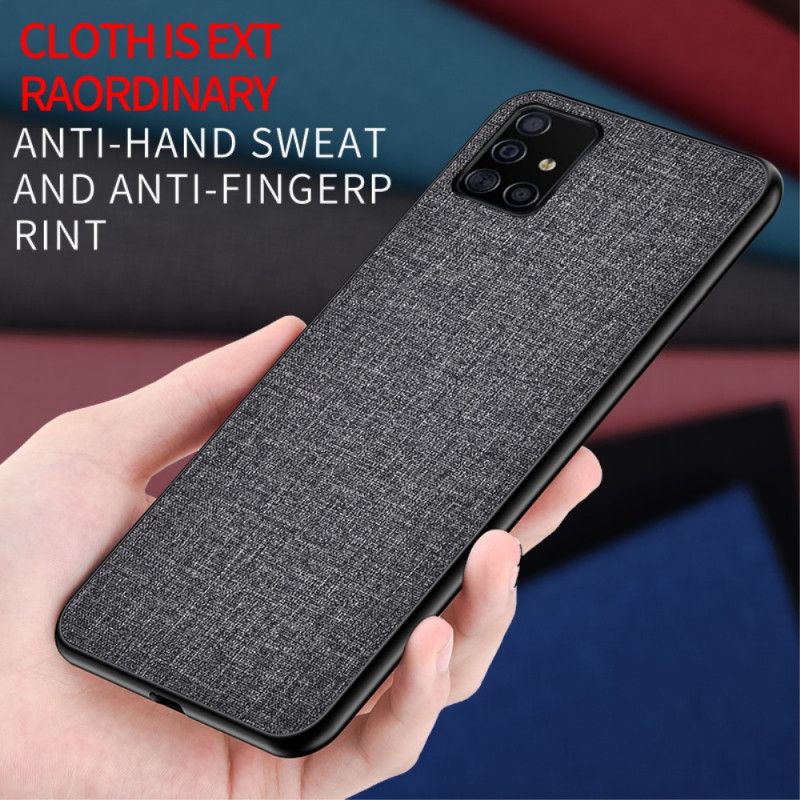 Hoesje voor Samsung Galaxy A51 Grijs Zwart Stof Textuur