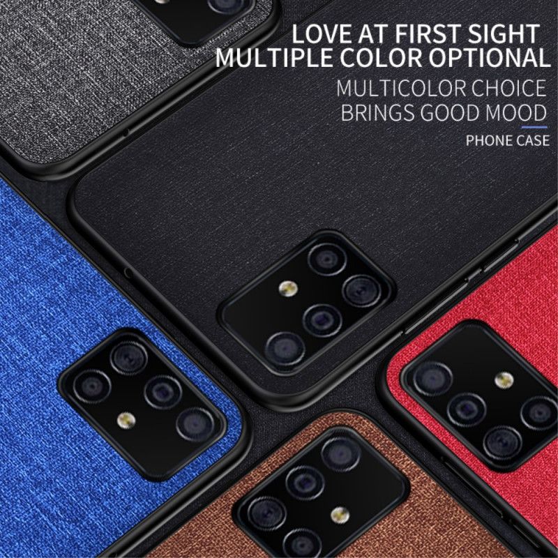 Hoesje voor Samsung Galaxy A51 Grijs Zwart Stof Textuur