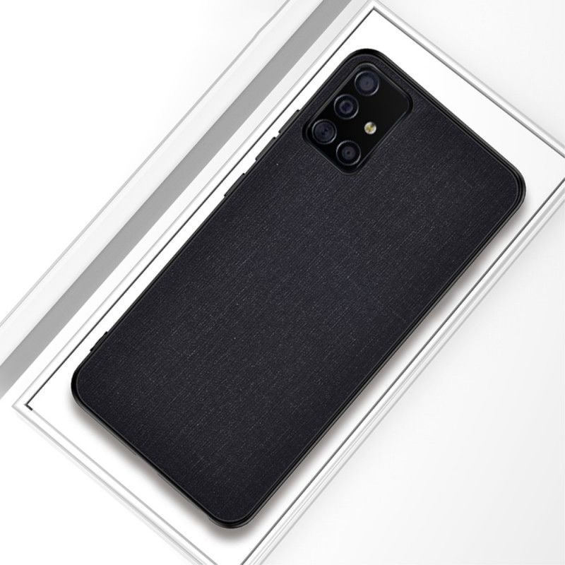 Hoesje voor Samsung Galaxy A51 Grijs Zwart Stof Textuur