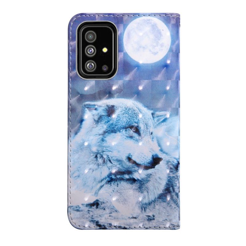 Leren Hoesje Samsung Galaxy A51 Telefoonhoesje Maanlichtwolf