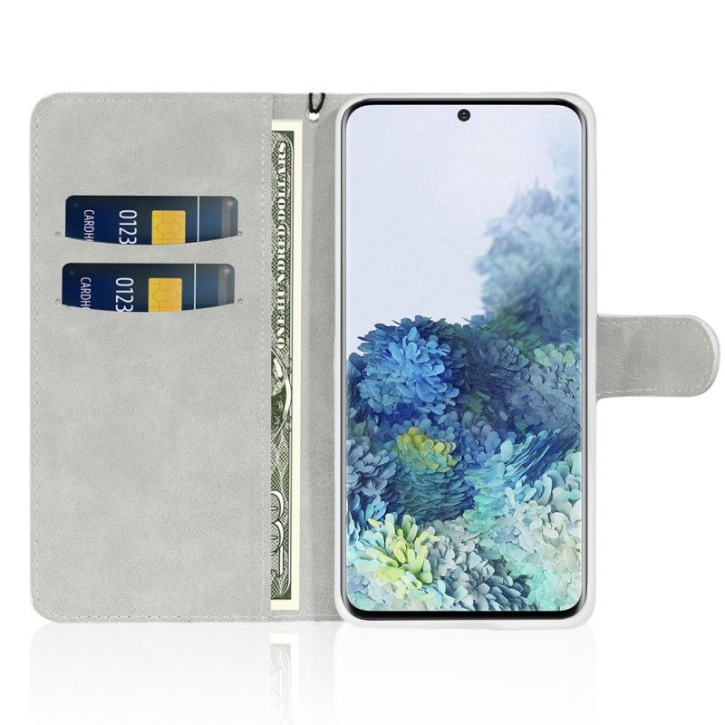 Leren Hoesje voor Samsung Galaxy A51 Zilver Zwart Ontwerp Met Glitter