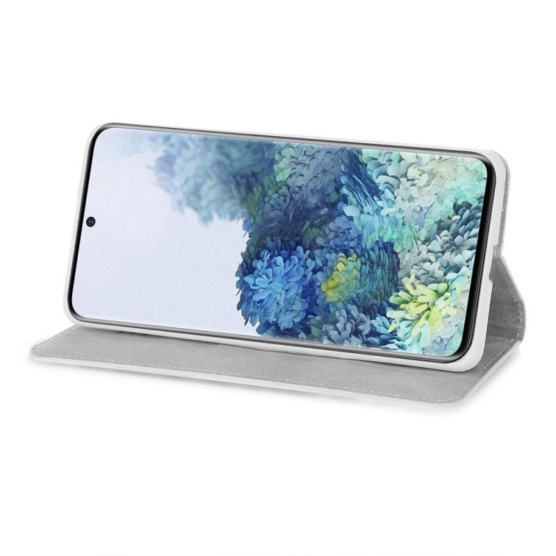 Leren Hoesje voor Samsung Galaxy A51 Zilver Zwart Ontwerp Met Glitter