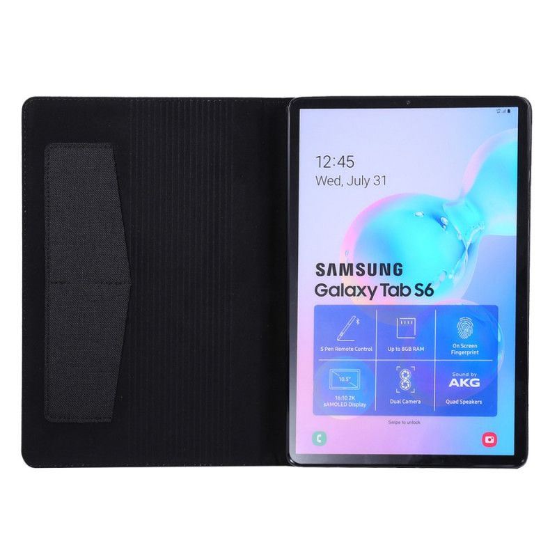 Case Samsung Galaxy Tab S6 Grijs Zwart Telefoonhoesje Stof