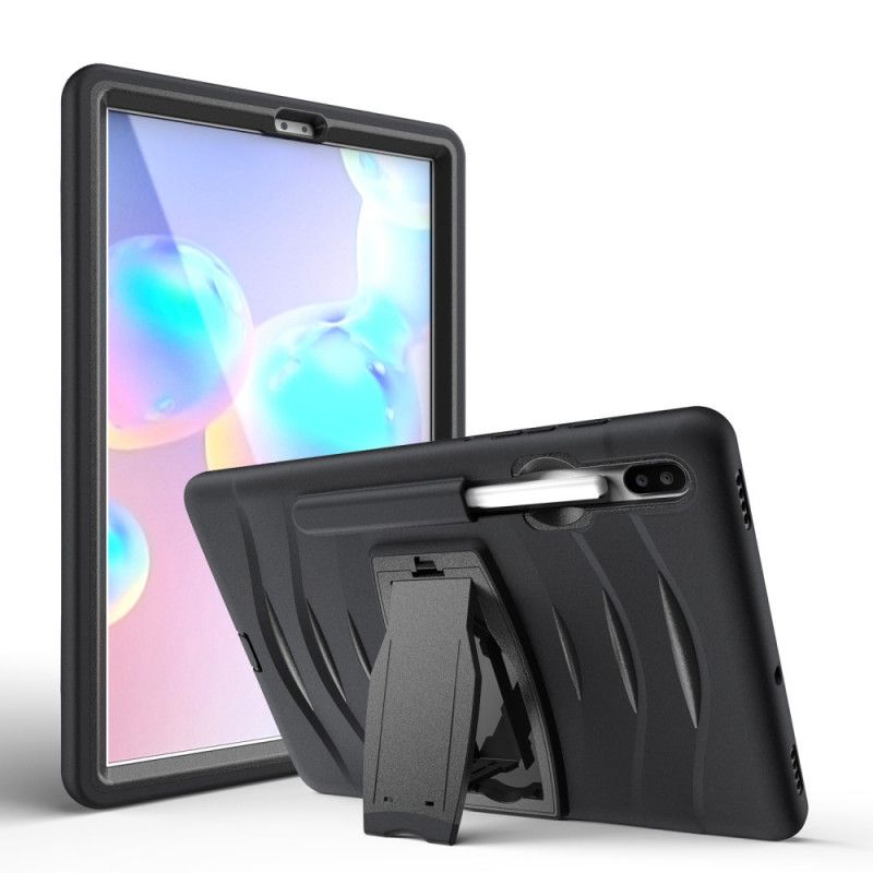 Cover Hoesje Samsung Galaxy Tab S6 Rood Zwart Telefoonhoesje Bumperbescherming Met Steun
