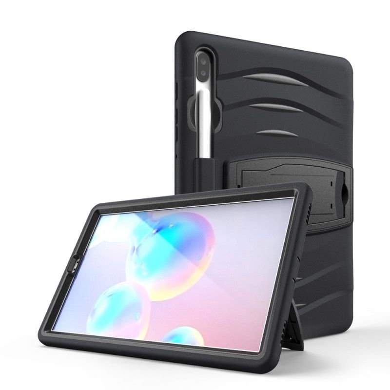 Cover Hoesje Samsung Galaxy Tab S6 Rood Zwart Telefoonhoesje Bumperbescherming Met Steun