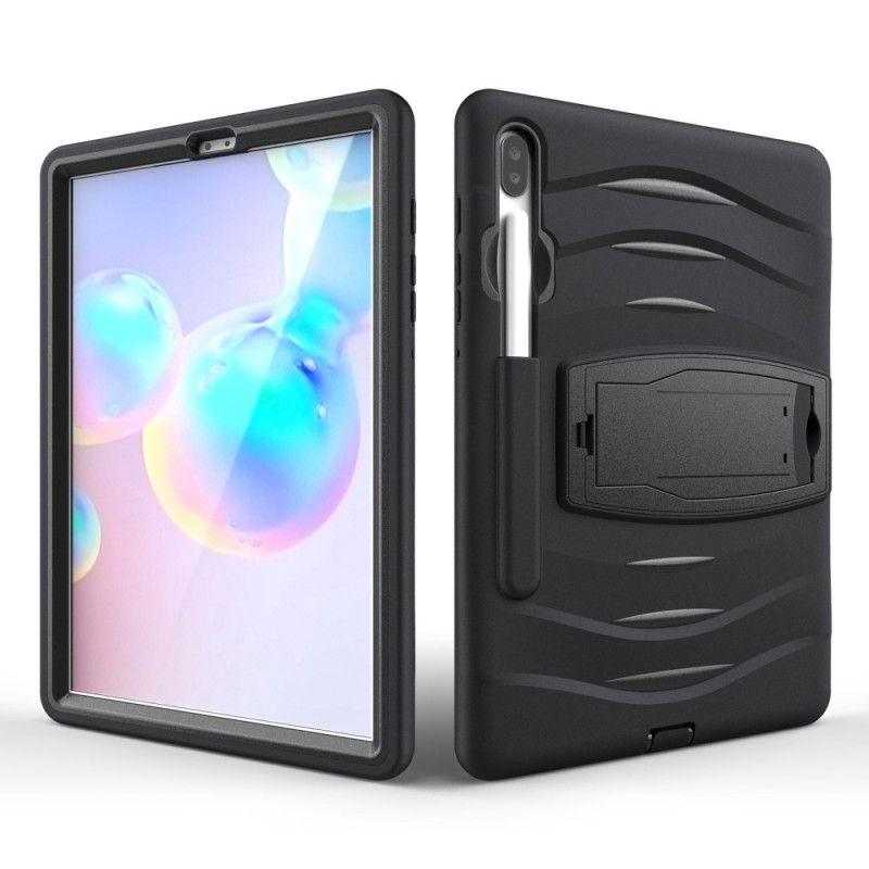 Cover Hoesje Samsung Galaxy Tab S6 Rood Zwart Telefoonhoesje Bumperbescherming Met Steun